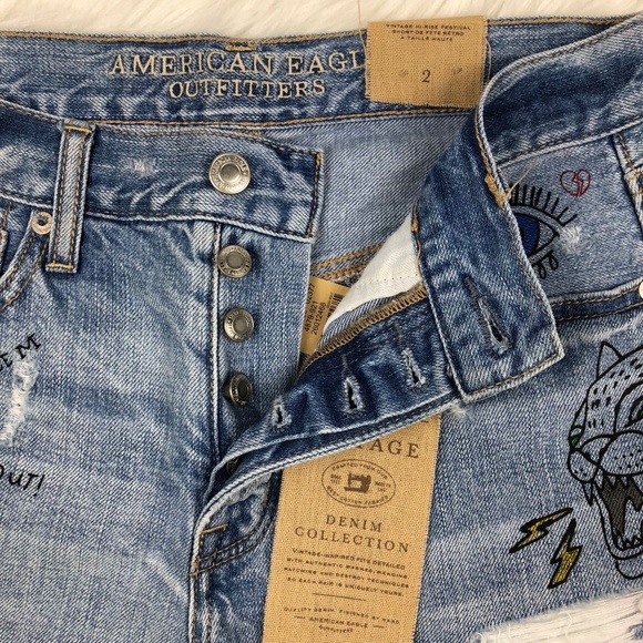 AEO Vintage HI-RISE Graphic Festival Short Button - Picture 4 of 8